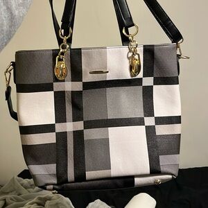 Plaid tote bag, cross body, and clutch purse